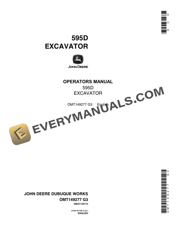 John Deere 595D Excavator Operator Manual OMT149277