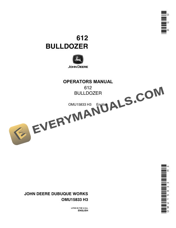 John Deere 612 Bulldozer Operator Manual OMU15833
