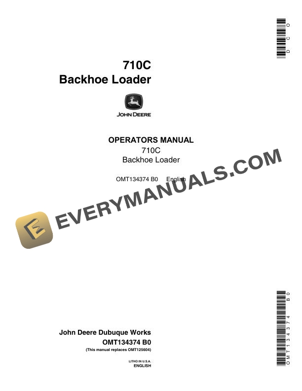 John Deere 710C Backhoe Loader Operator Manual OMT134374