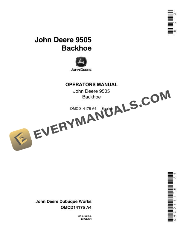 John Deere 9505 Backhoe Operator Manual OMCD14175