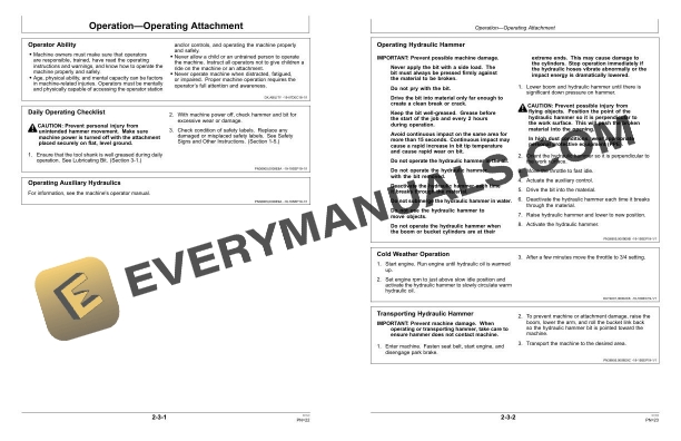 John Deere HH90 Hydraulic Hammer Operator Manual OMT443817X019 2 John Deere HH90 Hydraulic Hammer Operator Manual OMT443817X019 - Image 2