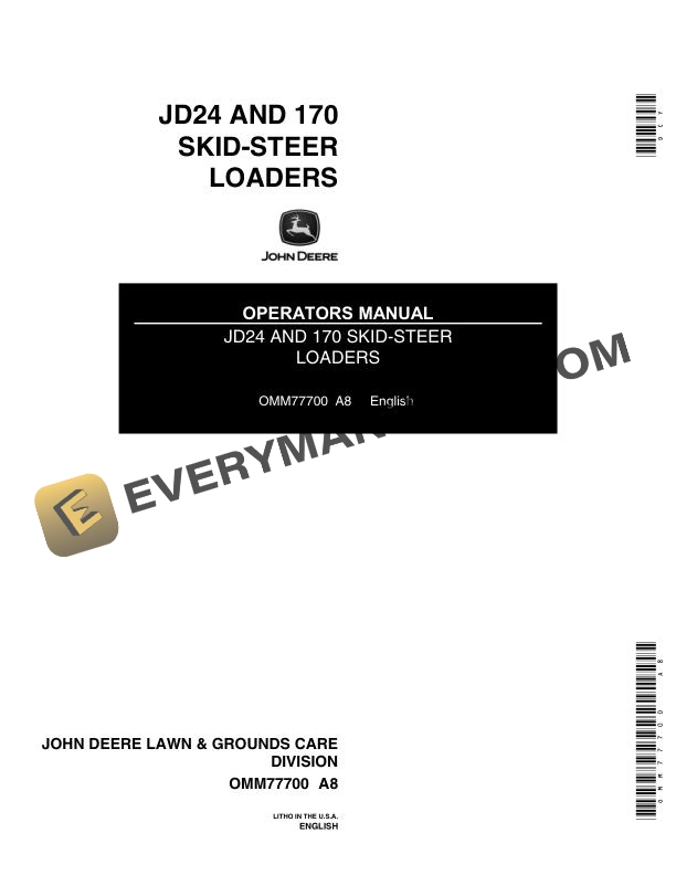 John Deere JD24, 170 Skid Steer Loader Operator Manual OMM77700