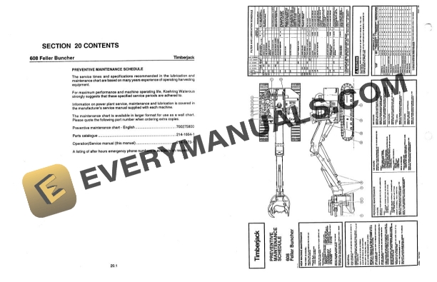 John Deere Koehring Waterous 608 F-B Feller Buncher Operator Service Manual 214-1673-1 4 John Deere Koehring Waterous 608 F-B Feller Buncher Operator Service Manual 214-1673-1 - Image 2