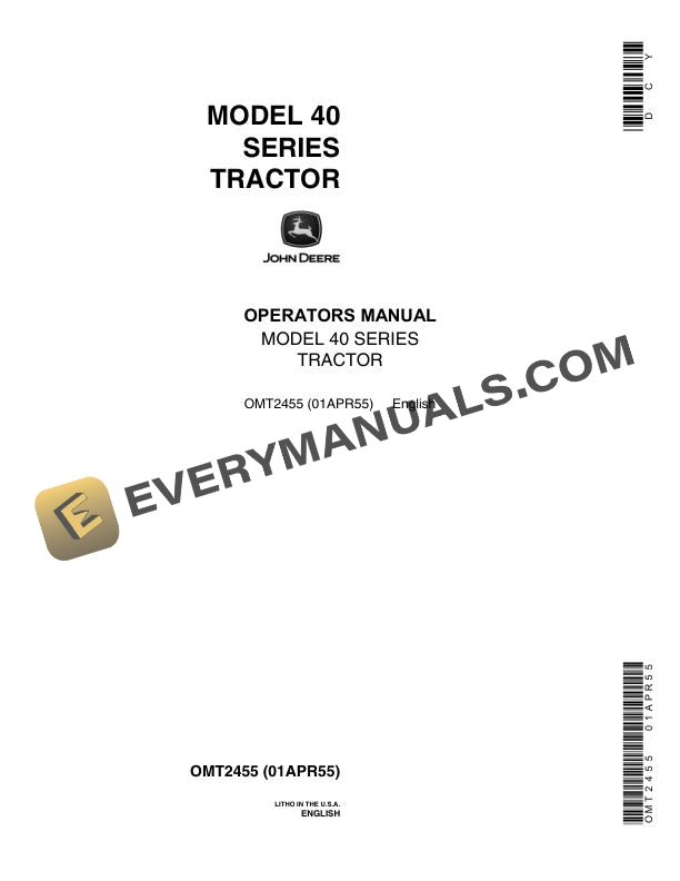 John Deere Model 40 Series Tractor Operator Manual OMT2455