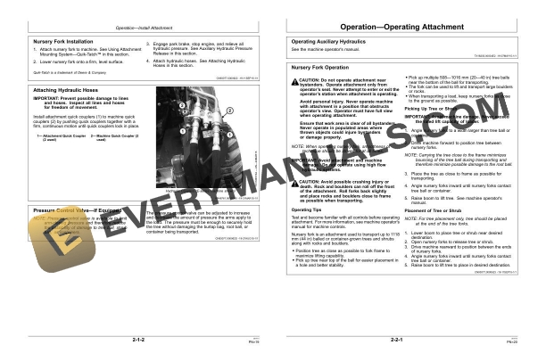 John Deere NF44 Nursery Fork Operator Manual OMT370636X19 2 John Deere NF44 Nursery Fork Operator Manual OMT370636X19 - Image 2