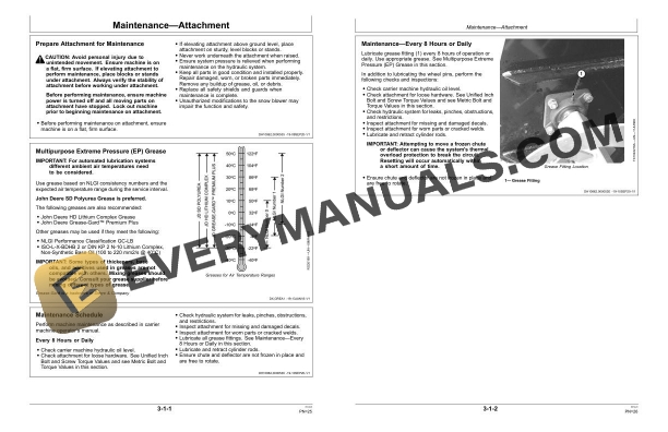 John Deere SB60 to SB84H Snow Blower Operator Manual OMT248111 4 John Deere SB60 to SB84H Snow Blower Operator Manual OMT248111 - Image 2