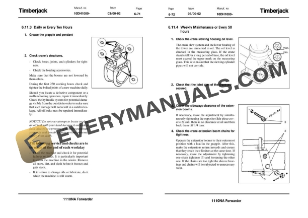 John Deere Timberjack 1110NA Forwarder Operator Manual F059888 4 John Deere Timberjack 1110NA Forwarder Operator Manual F059888 - Image 2