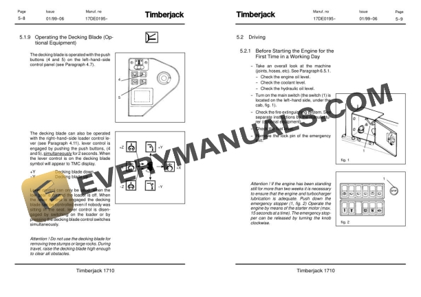 John Deere Timberjack 1710 Forwarder Operator Manual F057893 4 John Deere Timberjack 1710 Forwarder Operator Manual F057893 - Image 2