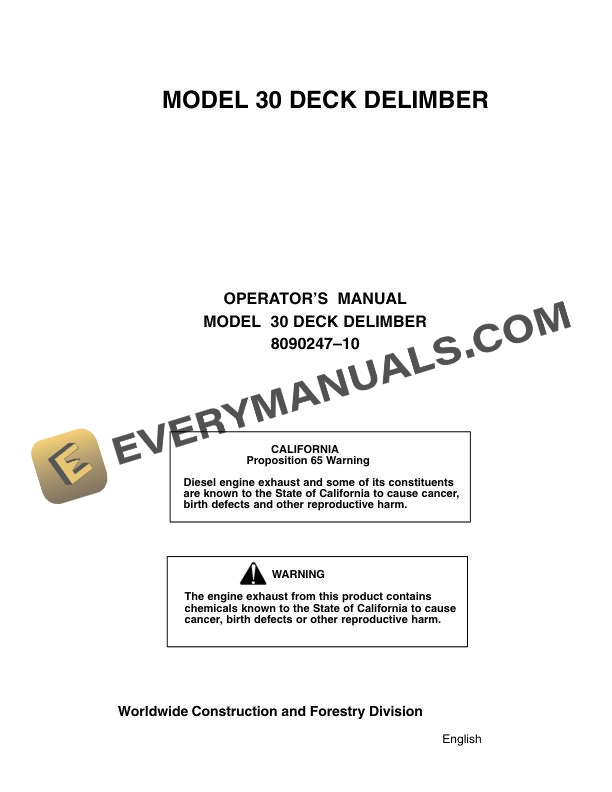John Deere Timberjack 30 Deck Delimber Operator Manual 8090247 10