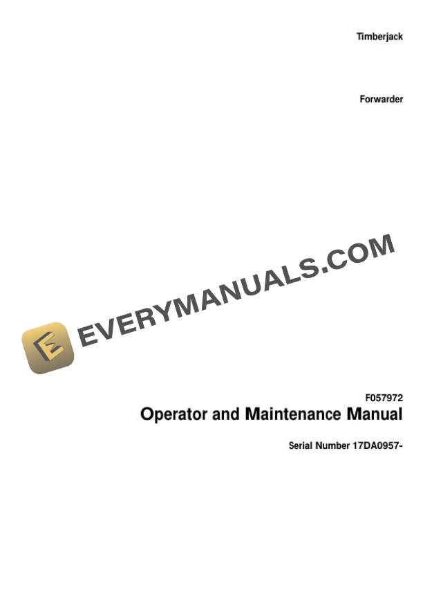 John Deere Timberjack 810B Forwarder Operator Manual F057972