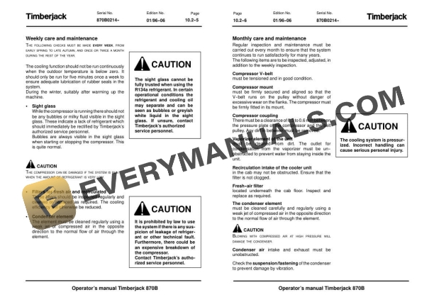 John Deere Timberjack 870B Single Grip Harvester Operator Manual F039986 4 John Deere Timberjack 870B Single Grip Harvester Operator Manual F039986 - Image 2