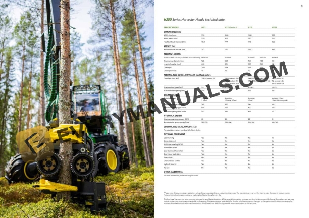 John Deere H219 Harvester Head Operator Instruction F718858 2 John Deere H219 Harvester Head Operator Instruction F718858 - Image 2