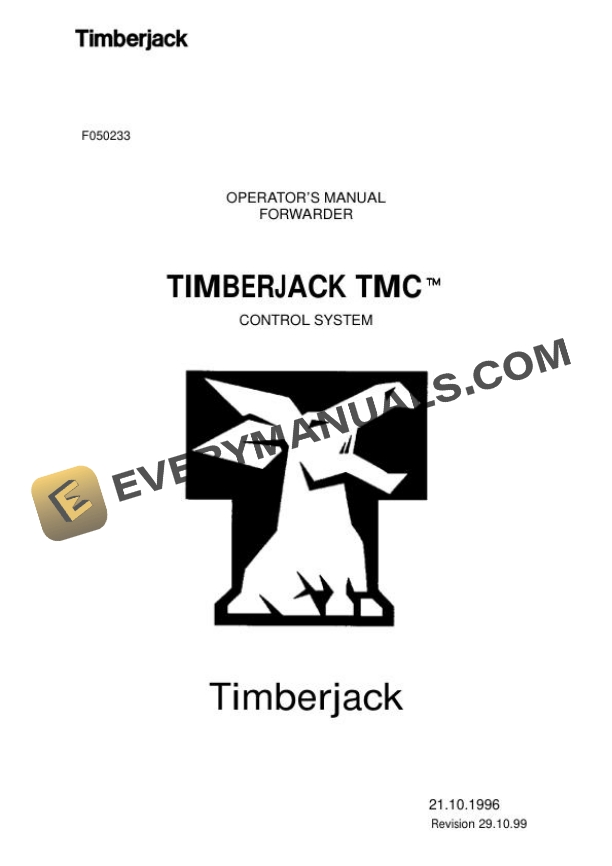John Deere Timberjack TMC Control System Operator Manual F050233