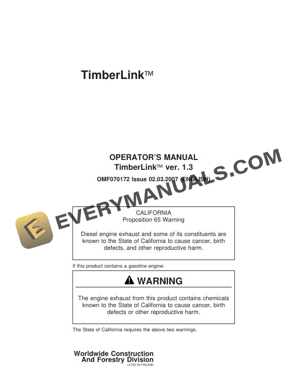 John Deere Timberjack TimberLink ver. 1.3 Operator Manual OMF070172 1 John Deere Timberjack TimberLink ver. 1.3 Operator Manual F070172