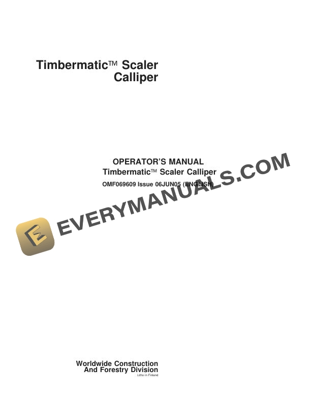 John Deere Timberjack Timbermatic Scaler Calliper Operator Manual F069609