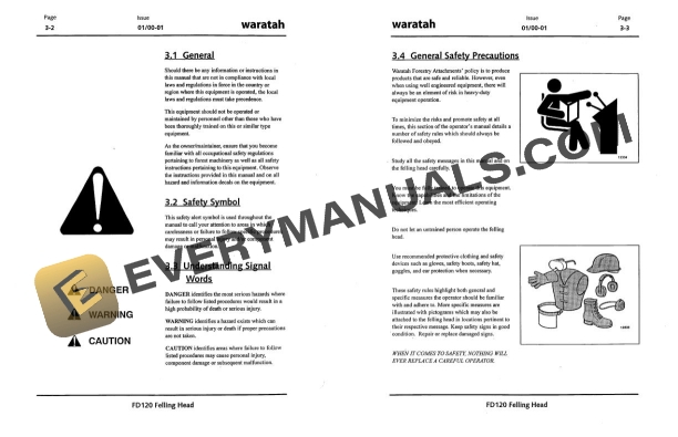John Deere Waratah FD120 Drive to Tree Felling Head Operator Manual F295410 4 John Deere Waratah FD120 Drive to Tree Felling Head Operator Manual F295410 - Image 2