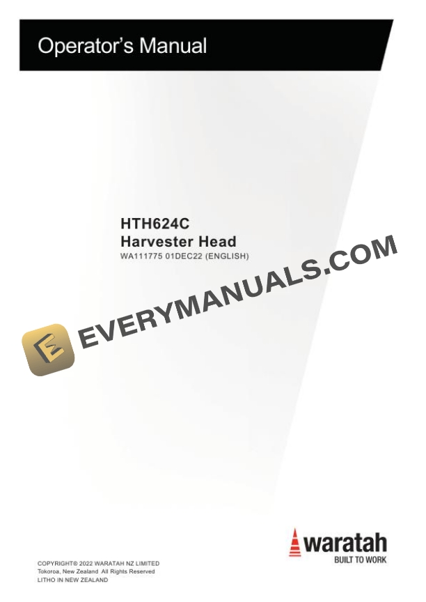 John Deere Waratah HTH624C Harvester Head Operator Manual WA111775