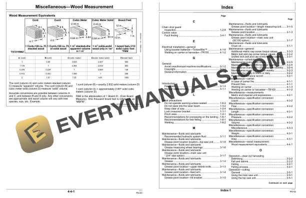 John Deere Waratah HTH624C Harvester Head Operator Manual WA111775 4 John Deere Waratah HTH624C Harvester Head Operator Manual WA111775 - Image 2