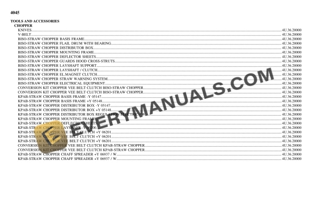 Deutz-Fahr 4045 Tractor Parts Catalog PDF