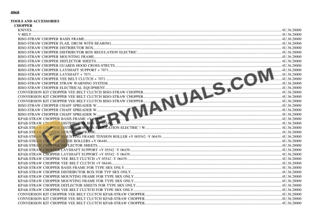 Deutz-Fahr 4068 Tractor Parts Catalog PDF