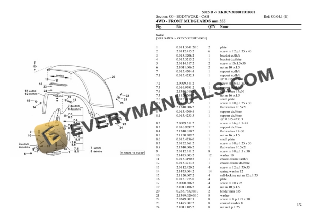 Deutz-Fahr 5085 D (ZKDCV30200TD10001) Tractor Parts Catalog PDF 5 Deutz-Fahr 5085 D (ZKDCV30200TD10001) Tractor Parts Catalog PDF - Image 3