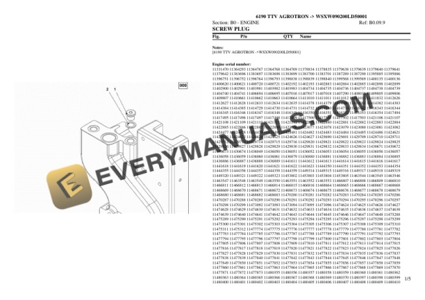 Deutz-Fahr 6190 TTV AGROTRON (WSXW090200LD50001) Tractor Parts Catalog PDF 4 Deutz-Fahr 6190 TTV AGROTRON (WSXW090200LD50001) Tractor Parts Catalog PDF - Image 2