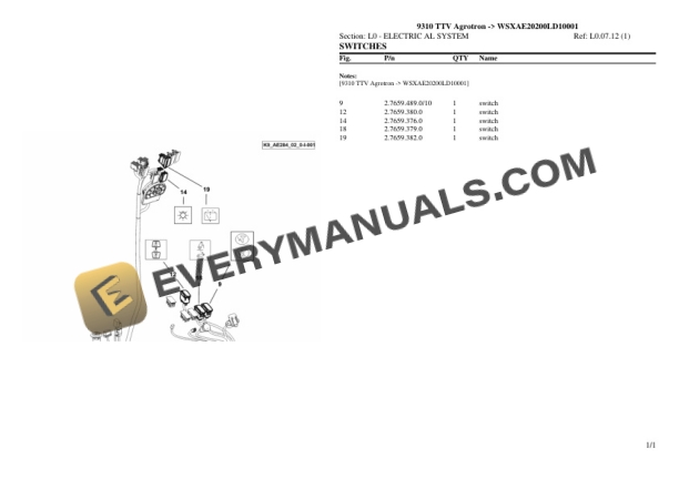 Deutz-Fahr 9310 TTV Agrotron (WSXAE20200LD10001) Tractor Parts Catalog PDF 7 Deutz-Fahr 9310 TTV Agrotron (WSXAE20200LD10001) Tractor Parts Catalog PDF - Image 5