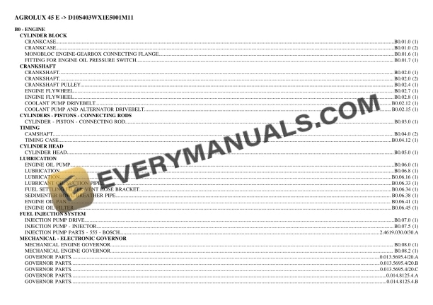 deutz fahr agrolux 45 e d10s403wx1e5001m11 tractor parts catalog pdf 1