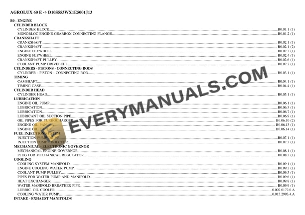 Deutz-Fahr AGROLUX 60 E D10S553WX1E5001J13 Tractor Parts Catalog PDF 1 deutz fahr agrolux 60 e d10s553wx1e5001j13 tractor parts catalog pdf 1
