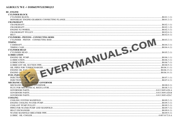 deutz fahr agrolux 70 e d10s653wx1e5001j13 tractor parts catalog pdf 1