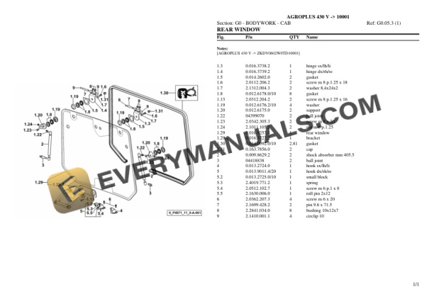 Deutz-Fahr AGROPLUS 430 V (10001) Tractor Parts Catalog PDF 5 Deutz-Fahr AGROPLUS 430 V (10001) Tractor Parts Catalog PDF - Image 3