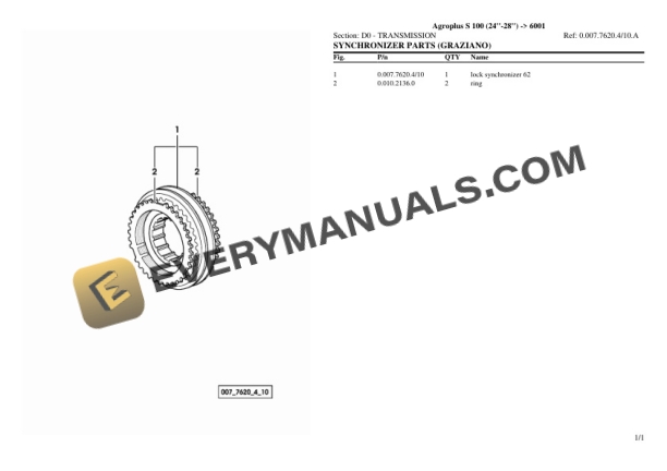 Deutz-Fahr Agroplus S 100 (24''-28'') (6001) Tractor Parts Catalog PDF 4 Deutz-Fahr Agroplus S 100 (24''-28'') (6001) Tractor Parts Catalog PDF - Image 2