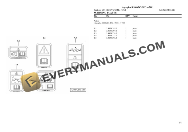 Deutz-Fahr Agroplus S 100 (24''-28'') (7001) Tractor Parts Catalog PDF 5 Deutz-Fahr Agroplus S 100 (24''-28'') (7001) Tractor Parts Catalog PDF - Image 3