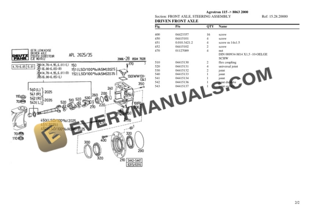 Deutz-Fahr Agrotron 115 (8063 2000) Tractor Parts Catalog PDF-4