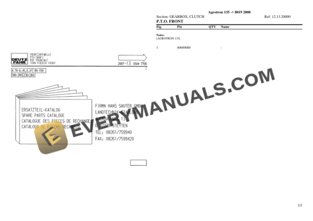 Deutz-Fahr Agrotron 135 (8019 2000) Tractor Parts Catalog PDF 5 Deutz-Fahr Agrotron 135 (8019 2000) Tractor Parts Catalog PDF - Image 3
