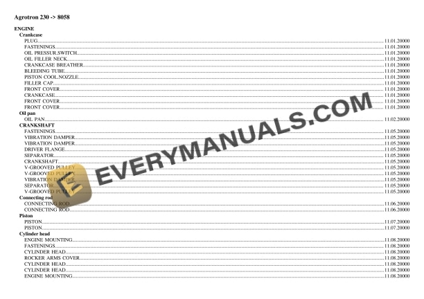 Deutz-Fahr Agrotron 230 (8058) Tractor Parts Catalog PDF 3 Deutz-Fahr Agrotron 230 (8058) Tractor Parts Catalog PDF