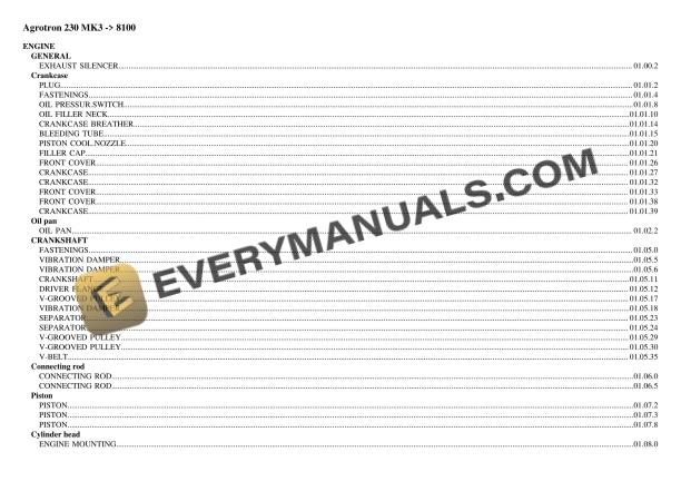 deutz fahr agrotron 230 mk3 8100 tractor parts catalog pdf 1