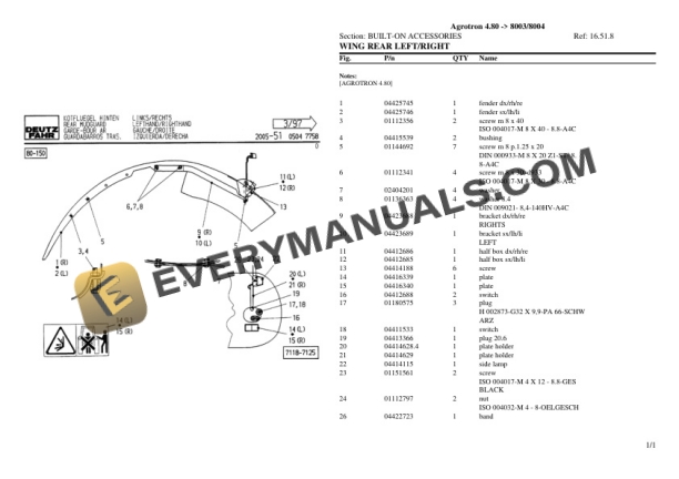 Deutz-Fahr Agrotron 4.80 (8003 8004) Tractor Parts Catalog PDF 6 Deutz-Fahr Agrotron 4.80 (8003 8004) Tractor Parts Catalog PDF - Image 4