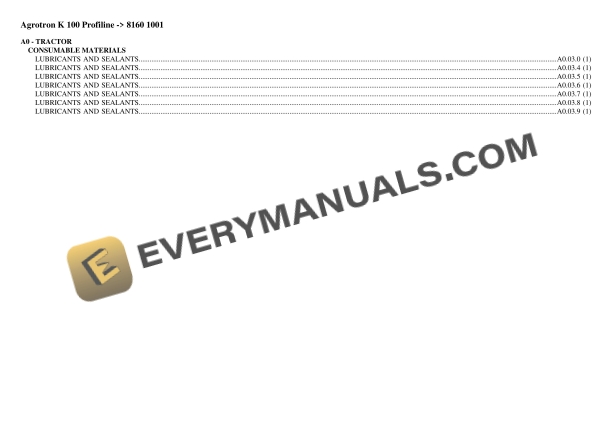 Deutz-Fahr Agrotron K 100 Profiline (8160 1001) Tractor Parts Catalog PDF