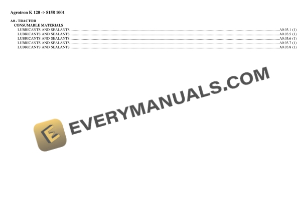 Deutz-Fahr Agrotron K 120 (8158 1001) Tractor Parts Catalog PDF