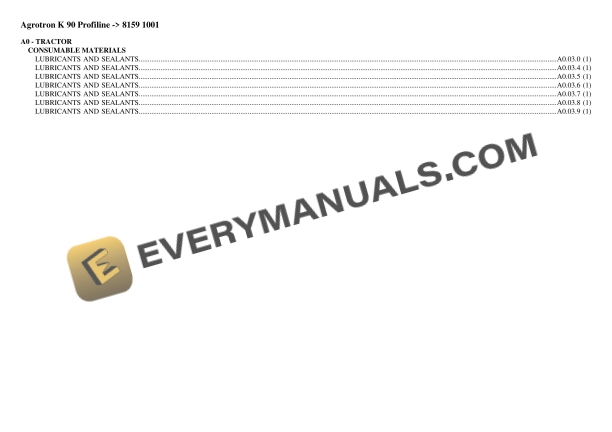 Deutz-Fahr Agrotron K 90 Profiline (8159 1001) Tractor Parts Catalog PDF