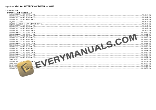 Deutz-Fahr Agrotron M 610 (WSXJ630200LD10010) Tractor Parts Catalog PDF 3 Deutz-Fahr Agrotron M 610 (WSXJ630200LD10010) Tractor Parts Catalog PDF