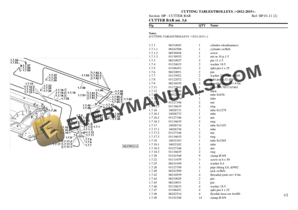 Deutz-Fahr CUTTING TABLES TROLLEYS (2012-2015) Tractor Parts Catalog PDF-2