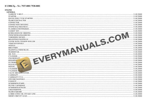 Deutz-Fahr D 13006 (7937-0001 7938-0001) Tractor Parts Catalog PDF