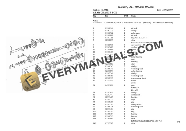 Deutz-Fahr D 6206 (7553-0001 7554-0001) Tractor Parts Catalog PDF-3