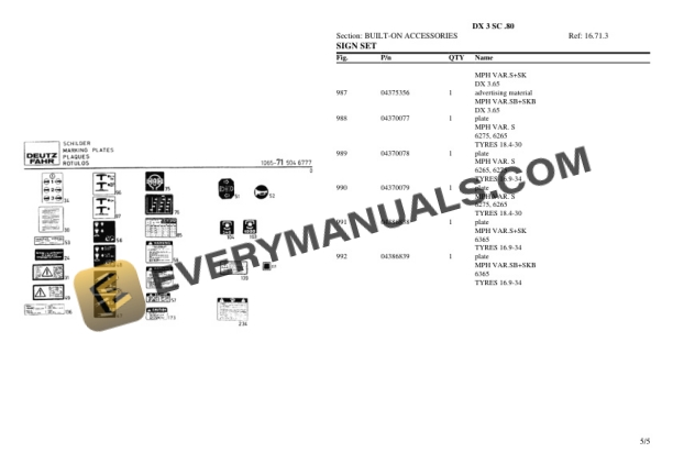 Deutz-Fahr DX 3 SC .80 Tractor Parts Catalog PDF 7 Deutz-Fahr DX 3 SC .80 Tractor Parts Catalog PDF - Image 5