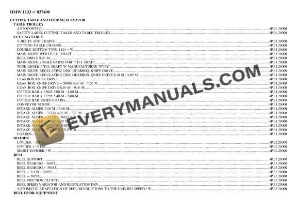 Deutz-Fahr HMW 1133 (027408) Tractor Parts Catalog PDF 3 Deutz-Fahr HMW 1133 (027408) Tractor Parts Catalog PDF