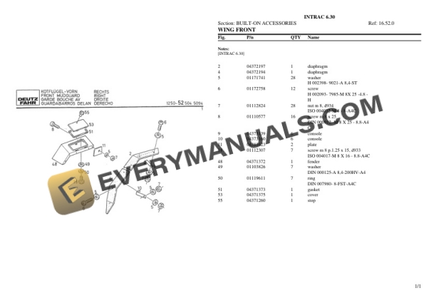 Deutz-Fahr INTRAC 6.30 Tractor Parts Catalog PDF 7 Deutz-Fahr INTRAC 6.30 Tractor Parts Catalog PDF - Image 5