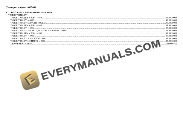 Deutz-Fahr Transportwagen (027408) Tractor Parts Catalog PDF 2 deutz fahr transportwagen 027408 tractor parts catalog pdf 1