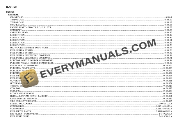 Hurlimann H-361-XF Tractor Parts Catalog PDF